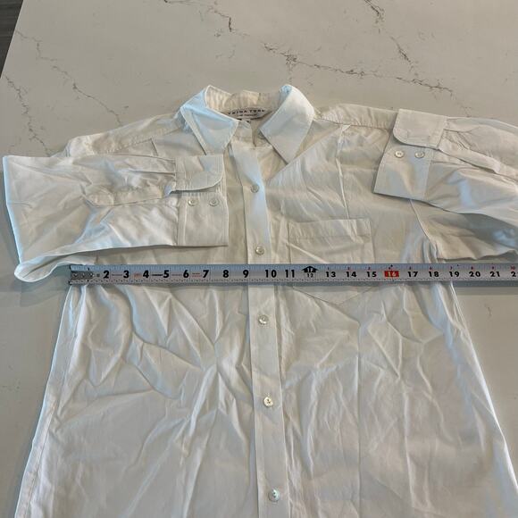 Trina Turk White Button Down Long Sleeve Blouse size Medium - Picture 5 of 8